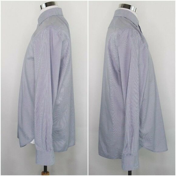 John Varvatos Star USA Mens Size 16 34/35 Gray White Oxford Button Up LS Shirt - Picture 4 of 12